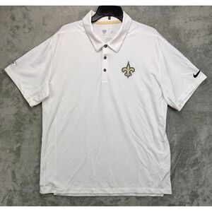 Nike Men's New Orleans Saints Polo Shirt XL White Performance Golf NFL Dri Fit